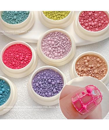 6 Bottles Metal Steel Balls Studs Nails Caviar Beads Macaron Art Beads for DIY Art Decorations Metal Caviar Nails Beads - Buy Online on GoSupps.com