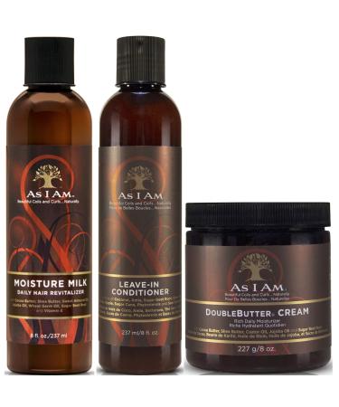 As I Am Leave in Conditioner 237ml Moisturising Milk 237ml & Double Butter Cream 227g