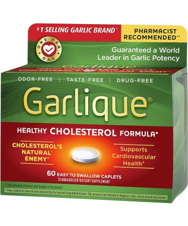 Garlique Healthy Cholesterol Formula with 5000 mcg Allicin - 60 Enteric Coated Caplets (Pack of 6) - Buy Online on GoSupps.com