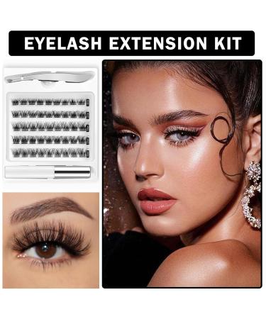 Lash Extension Kit - Natural Fluffy DIY Eyelash Extensions with Glue & Tweezers | Reusable Self-Application Essentials - Buy Online on GoSupps.com