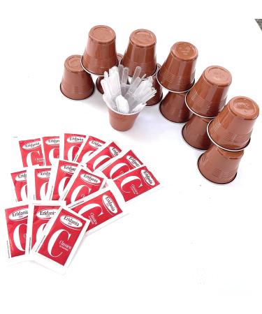 Sugar – 150 Sachets of Eridania Classic Granulated Sugar 1000g + 100 Bicolour Plastic Coffee Cups 80cc + 100 Sealed Stirrers Individually Wrapped in Plastic