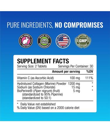 Approved Science Collagen Pills - Absorbable Marine Collagen Types I and III - 60 Tablets - Healthy Hair and Skin - Vitamin C, Sodium, and Bioperine for Fast Results - Non-GMO, Made in USA 60 Count (Pack of 1) - Buy Online on GoSupps.com