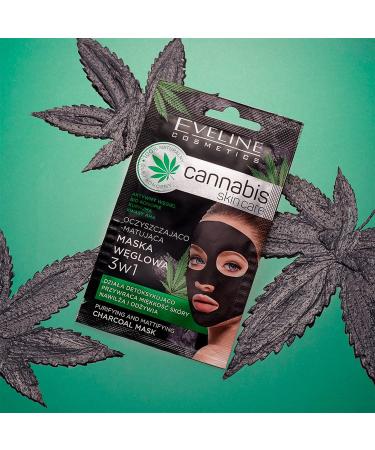 Eveline Cosmetics Cannabis Skin Care Cleansing mattifying carbon mask 3in1 7 ml - Buy Online on GoSupps.com