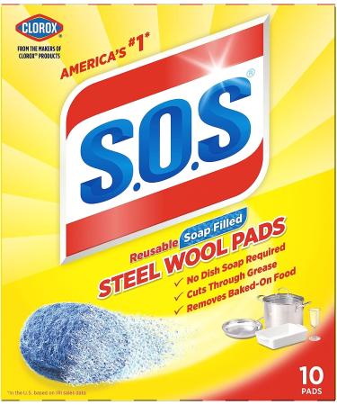 Steel Wool Soap Pads - Set of 10, 2 Packs | Heavy Duty Cleaning for Tough Stains | S.O.S-10002 - Buy Online on GoSupps.com
