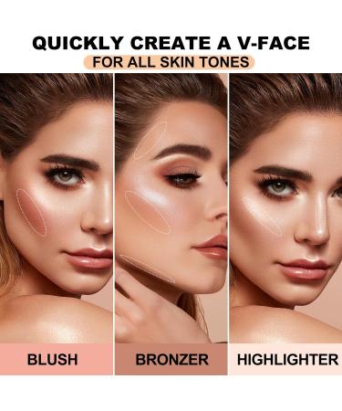 Erinde Blush Palette Contour & Highlighter Pallet Mineral Powder Blusher All in One Makeup Palette for Cheeks Face Bronzer Shimmer & Matte Finish Natural Glow Blendable Cruelty Free - Buy Online on GoSupps.com