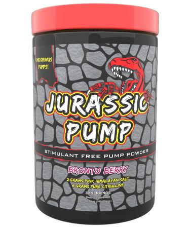 Jurassic Pump Muscle Pump Powder (Berry) - Non-Stimulant Preworkout Nitric Oxide Booster - 6 Grams Citrulline 2 Grams Pink Himalayan Salt Agmatine Pomegranate Stim Free 30 Servings
