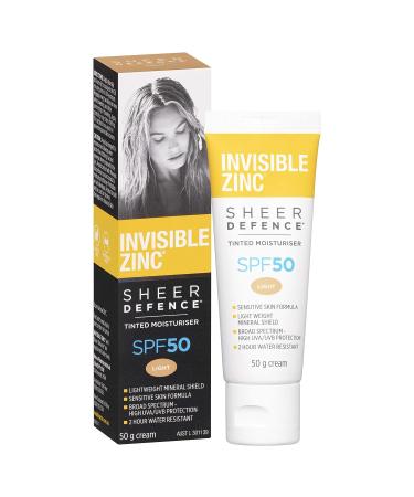 Invisible Zinc Sheer Defence Tinted Light SPF 50 Moisturizer - 50g - Buy Online on GoSupps.com