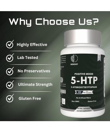 5-HTP 200mg, 60 Vegetarian Capsules (5-Hydroxytryptophan) - Non-GMO & Gluten Free Mood Support Vitamins for Women and Men 60 Count (Pack of 1) - Buy Online on GoSupps.com