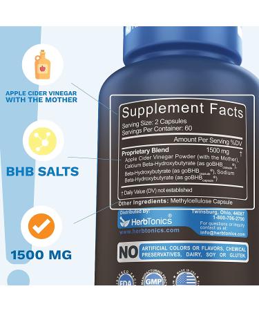 Herb Tonics 5x Potent Apple Cider Vinegar - 120 Capsules for Health & Wellness - Buy Online on GoSupps.com