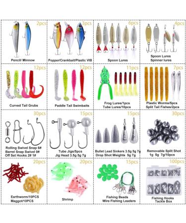 PLUSINNO Fishing Lures Tackle Set - 302Pcs Kit Including Crankbaits, Spinnerbaits, Plastic Worms, Jigs, Topwater Lures, Tackle Box - Ultimate Gear Set for Anglers - Buy Online on GoSupps.com