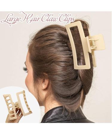 4 Pcs Extra Large Claw Clips for Thick Hair - Non-slip Jumbo Hair Clips for Curly Hair - Strong Hold Rectangle Claw Clip - Buy Online on GoSupps.com