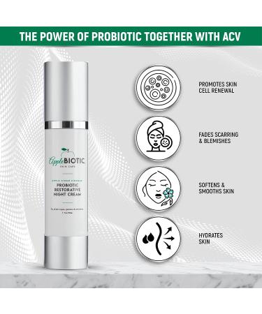 Apple Cider Vinegar Restorative Night Cream | Overnight Firming & Smoothing with Green Coffee, Green Tea & Chamomile | Probiotic Extracts for All Skin Types | 1.7 oz (Pack of 1) - Buy Online on GoSupps.com