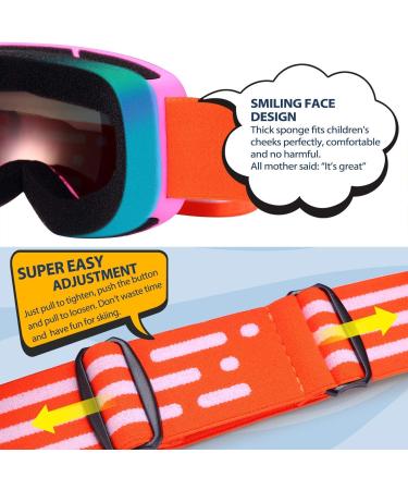 LOEO Kids Ski Goggle - Black with Red Silver Lens | Ski Goggles for Kids Youth Teens Boys and Girls 5-14 - Buy Online on GoSupps.com