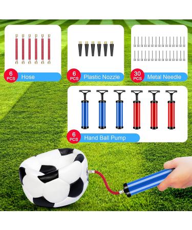 6 Set Ball Pump with 30 Needles, Nozzles, Extension Hose - Basketball, Soccer, Volleyball Inflator Kit + Birthday Balloon Hand Pump - Buy Online on GoSupps.com