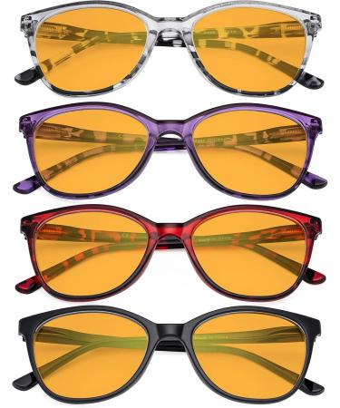 Eyekepper 4 Pack Cat Eye Blue Light Filter Glasses for Women - Anti Glare Computer Reading Glasses - Oversized +0.00 Orange Tinted Blue Light Blocking - Buy Online on GoSupps.com