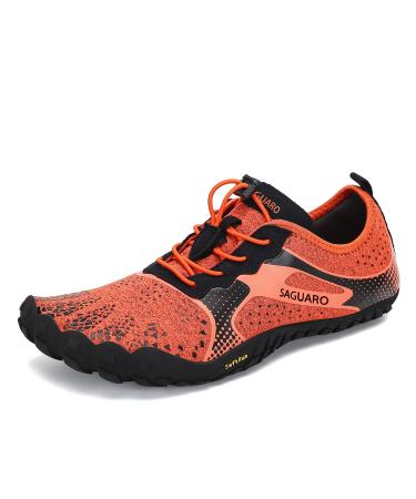 Womens Barefoot Shoes Minimalist Trail Running Shoes Walking  Wide Toe Box  Outdoor Cross Trainer  Zero Drop Sole 9.5 Orange