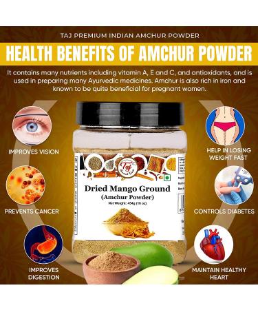 Taj Premium Indian Amchur Powder - 16oz Jar, Dried Mango Powder for Authentic Flavor - Buy Online on GoSupps.com