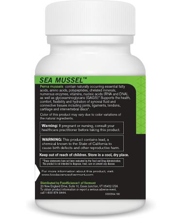 FoodScience of Vermont Green Lipped Sea Mussel Supplement 180 Capsules - Joint Health & Mobility Support - Buy Online on GoSupps.com