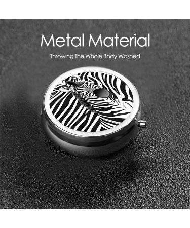 Zebra Print Mini Round Pill Box | 3 Compartment Portable Organizer for Travel Home & Office - Buy Online on GoSupps.com