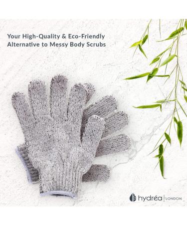 Hydrea London Exfoliating Gloves - Bamboo Face & Body Scrubber for Deep-Cleansing - Charcoal Bath Scrub for Men & Women - Buy Online on GoSupps.com