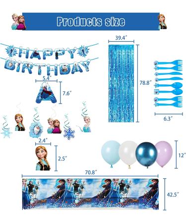 Frozen Birthday Party Supplies- 143 PCS Happy Birthday Banner, Cake Topper, Balloon & More | Complete Frozen Birthday Pack for Kids - Buy Online on GoSupps.com