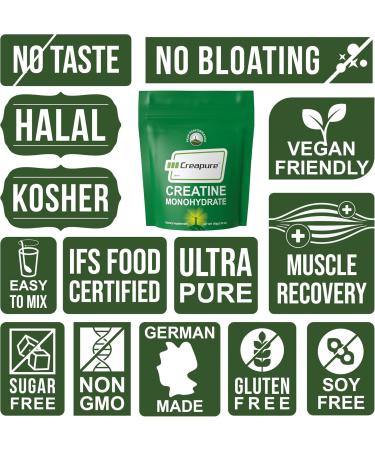 Creapure Creatine Monohydrate Powder. Ultra High Purity German Made Creatine with Nothing Else Added at All. Pure and Unflavored for Men & Women. Zero Bloating No Sugar Vegan Friendly Supplement - Buy Online on GoSupps.com