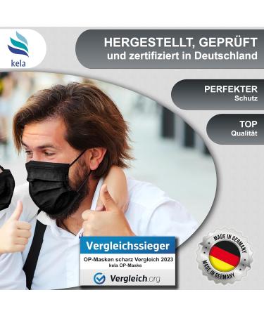 Kela OP Mask - 50x Black Medical Masks Made in Germany | Oeko-Tex Certified | Premium Respiratory Protection | MNS Type IIR Disposable Masks (50 Pack) - Buy Online on GoSupps.com
