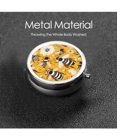 Buy Cute Little Bee Portable Metal Pill Box | Round Mini 3-Compartment Travel Organizer | Perfect for Small Pills - Buy Online on GoSupps.com
