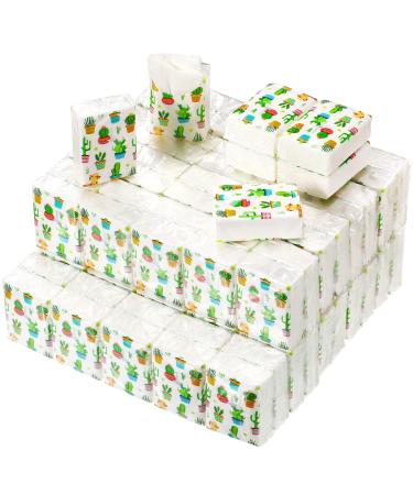 100 Pcs Succulent Cactus Pocket Tissues Small Personal Facial Tissues Cute Travel Tissue Packs Individual Tissue Packs for Wedding Party Favors