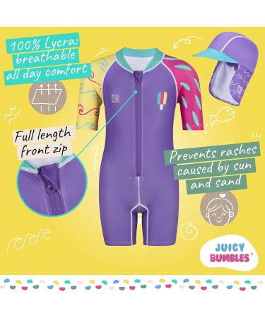 Juicy Bumbles Baby Swimsuit - One Piece Toddler Swimming Costume - Short Sleeve Infant Swimwear for Girls and Boys (6 Months - 5 Years) - 1 Year Surfer Design - Buy Online on GoSupps.com