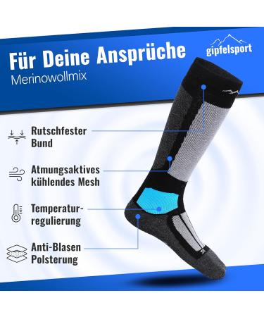 Summit Merino Ski Socks for Men Women & Children - Warm Thermal Knee Socks for Winter & Snowboarding (Size 42-44 Black) - Buy Online on GoSupps.com