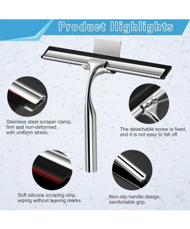 Shower Squeegees for Glass Doors 10'' Shower Squeegees with Shower Door Hook Squeegee Shower Window Cleaning Tools with Replacement Silicone Blade for Bathroom Door Car Mirror Wiper - Buy Online on GoSupps.com