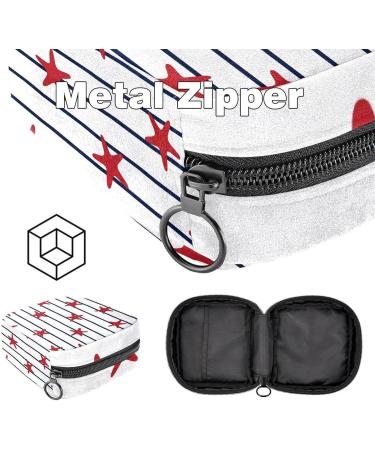 Red Sea Stars Marine Stripes Sanitary Napkin Bag | Portable Menstrual Cup Bag with Zipper for Teens & Women - Buy Online on GoSupps.com