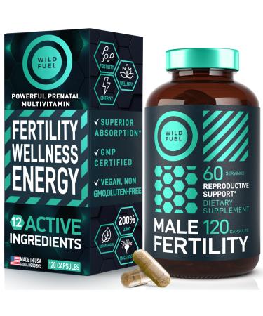 Fertility Supplements For Men Prenatal Vitamin - Maca Root Ashwagandha L Arginine Zinc Plus Naturals Conception Men Fertility Vitamins and Male Fertility Support Supplements - 120Caps for 2 Months
