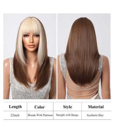 Testar Brown Wigs with Ponytail - 22 inch Long Straight Synthetic Wigs for Women | Brown & Blonde Highlights for Everyday and Party Use - Buy Online on GoSupps.com