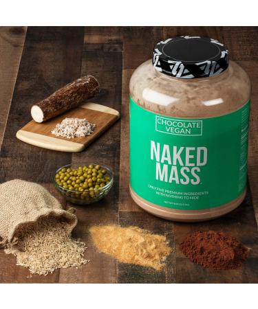 Chocolate Vegan Weight Gainer - 8lb Bulk | Naked Mass | GMO, Gluten, Soy, Dairy Free | 1,280 Calories | 11 Servings - Buy Online on GoSupps.com
