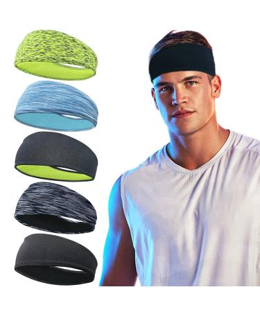 Midodo Sport headband for men 5 pieces welding band and headband sport moisturizing workout headband for yoga running cycling basketball