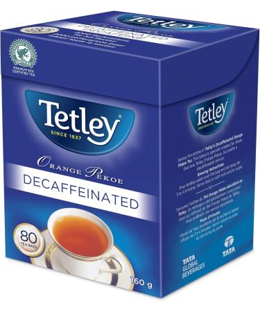 Tetley's Rich Full - Flavoured Decaffeinated 100% Rainforest Alliance and Kosher Certified Orange Pekoe (Black) Tea - 80 teabags per box 160 grams & Decaffeinated Orange Pekoe 48 Count Tea 80 teabags + Tea 48 Count - Buy Online on GoSupps.com