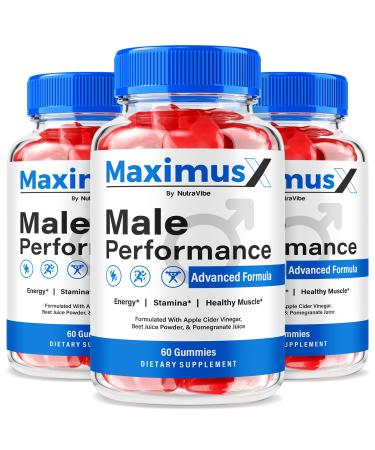 (3 Pack) Maximus X Gummies Official MaximusX ME Chewable Gummy with Natural Ingredients | Premium Performance Steady Energy & Stamina Support Tasty Nutrition Formula 90 Day Supply (180 Gummies)