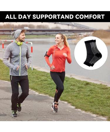 Plantar Fasciitis Compression Socks - 4 Pairs for Neuropathy & Ankle Support - Black - L-XL - Buy Online on GoSupps.com