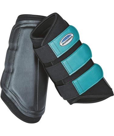 Weatherbeeta Single Lock Brushing Boots (Cob) (Black/Turquoise) - Buy Online on GoSupps.com
