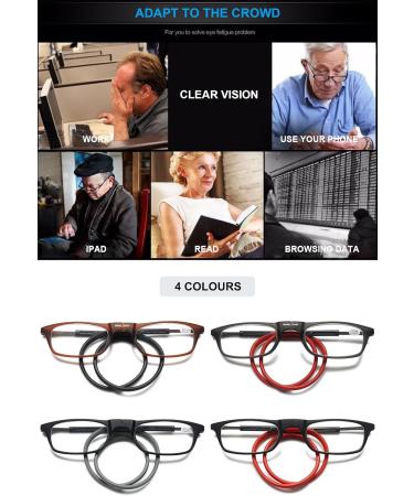 Shop Magimodac Foldable Magnetic Reading Glasses for Men & Women - Flexible Tape 3.0 Diopters Black & Gray - Buy Online on GoSupps.com