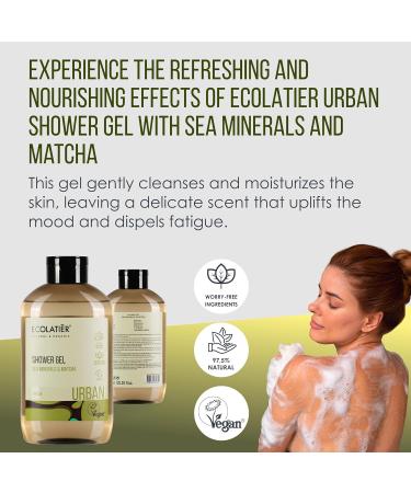 Ecolatier Sea Minerals & Matcha Body Wash - 97.5% Natural Vegan Detox & Moisturizing Cleanser - 20.3 Fl Oz - Buy Online on GoSupps.com