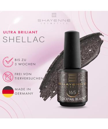 SHAYENNE Made in Germany Shellac Gel Nail Polish 15 ml for UV LED Lamp 165 Cocktail Black Glitter Gel Nail Polish for UV Nail Lamp LED Nail Polish Gel Polish Nail Gel - Buy Online on GoSupps.com