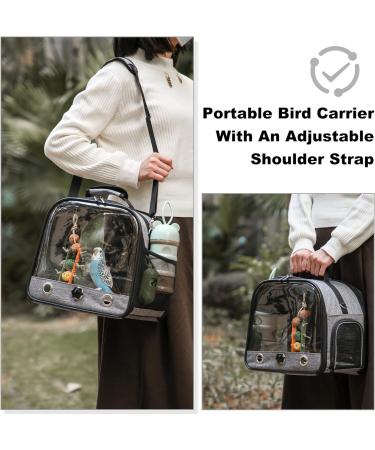 SUERTREE Bird Carrier Bag Bird Travel Cage with Stand Small Bird Carrier for Parrot Portable Bird Carrier Travel Bag Pet Transparent Breathable Travel Cage - Buy Online on GoSupps.com