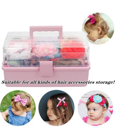 JOYMOMO Hair Bow Holder Organizer - Three-Layer Folding Storage Box for Headbands, Clips, Ties, Scrunchies - Baby Girl Hair Accessories Storage (Pink) - Buy Online on GoSupps.com