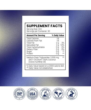 Research Verified 100% MCT Oil - 2 Fl. Oz. - 1 Bottle - Vegan Friendly - Buy Online on GoSupps.com