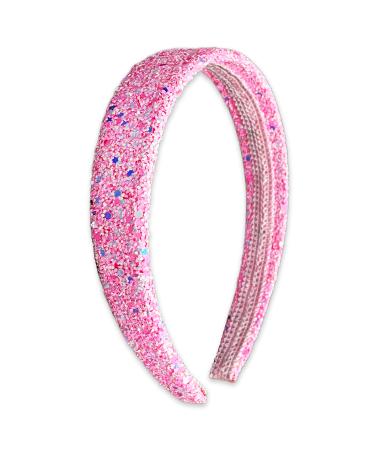 FROG SAC Glitter Headbands for Girls  Pink Hair Bands for Little Girl Hair Accessories  Sparkly Wide Headband for Kids  Cute Alice Head Band for Children  Thick Sparkle Bling Child Hairband