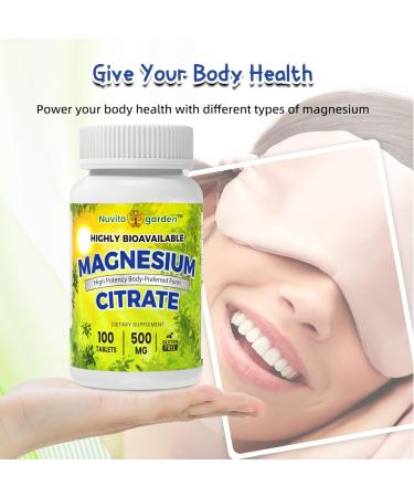 Magnesium Citrate 500 MG for Calm Relaxation Constipation & Digestion Health Support | High Absorption Magnesium Supplement | Non-GMO Gluten-Free | 100 Tablets - Buy Online on GoSupps.com