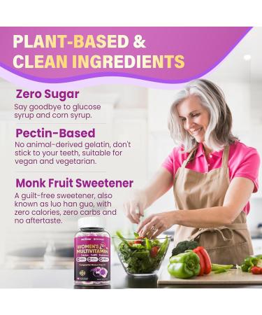 Multivitamin for Women 50 Plus Gummies Vegan Omega 3 Methylfolate Calcium D3 K2 CoQ10 Daily Vitamin A C E Methylated B12 Biotin B Complex Zinc - Bone Energy Longevity - Sugar Free 60Count 60 Count (Pack of 1) - Buy Online on GoSupps.com